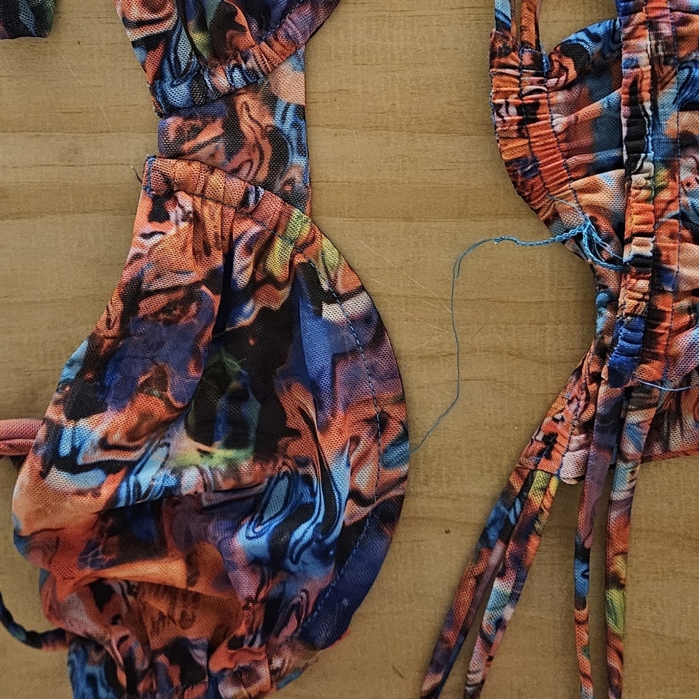 Gonza Virginia SET: Multi Color Art Print Bra + Bottom Bikini Set M - Picture 11 of 11